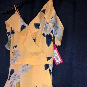 Yellow and blue floral jumpsuit with pockets